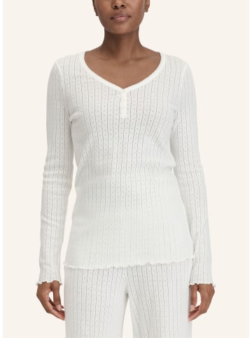 Hessnatur Pointelle Henley Schlafshirt in naturweiss