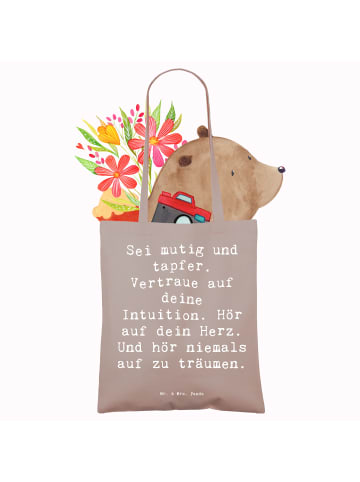 Mr. & Mrs. Panda Tüte Spruch Mutig zu sich selbst stehen mit Spruch in Braun Pastell