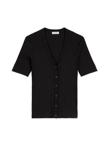 Marc O'Polo Pointelle-Kurzarm-Cardigan slim in Schwarz