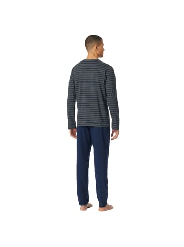 Schiesser Pyjama in Blau/Grau
