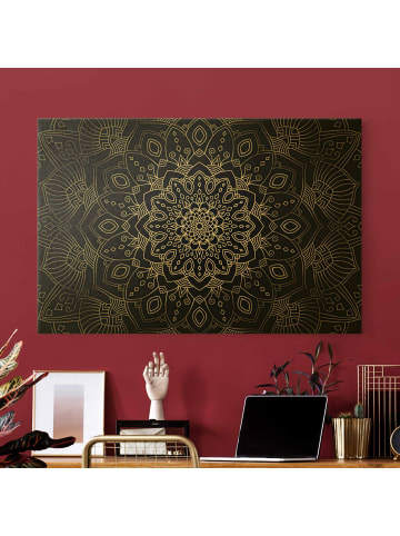 WALLART Leinwandbild Gold - Mandala Blüte Muster silber schwarz in Silber