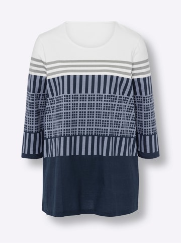 Sieh an! Tunikashirt in ecru-dunkelblau-bedruckt