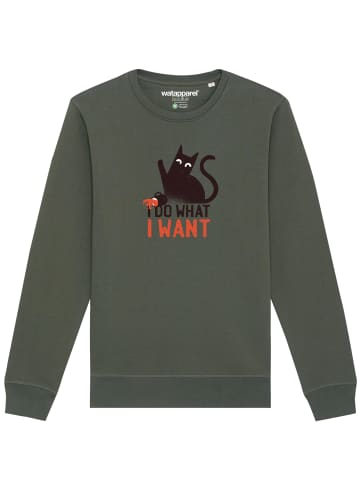 wat? Apparel Sweatshirt Cat in Khaki