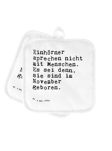 Mr. & Mrs. Panda 2er Set Topflappen Einhörner sprechen nicht mit... in Weiß