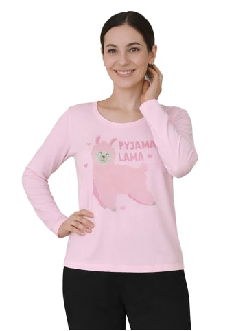 United Labels Schlafanzug Pyjama Lama Set Langarm Oberteil mit Hose in schwarz/rosa