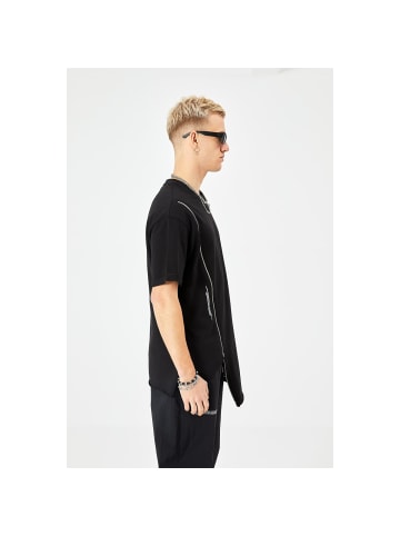 Ossy Homer Herren ZIP T-Shirt 320gsm Oversize in Schwarz