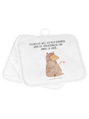 Mr. & Mrs. Panda Ofenhandschuhe Alpaka Fahne mit Spruch in Weiß