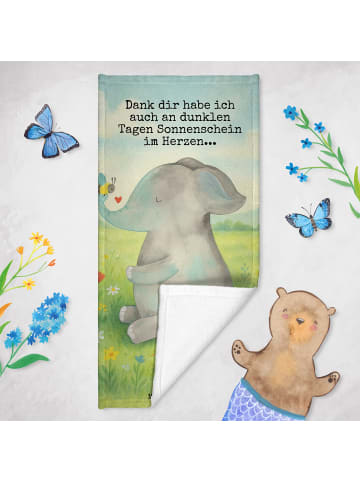 Mr. & Mrs. Panda Badehandtuch Elefant Biene Design mit Spruch in Gelb Pastell