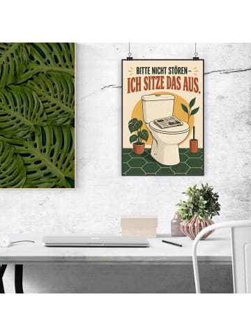 Plakat Toilette humorvoll Design mit Spruch in Weiß