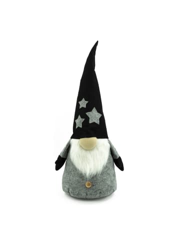 MARELIDA Weihnachtsfigur Wichtel Elric mit biegsamer Mütze H: 31cm in grau, schwarz