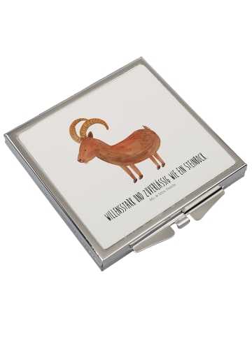 Mr. & Mrs. Panda Kleiner Spiegel Sternzeichen Steinbock mit Spruch in Weiß