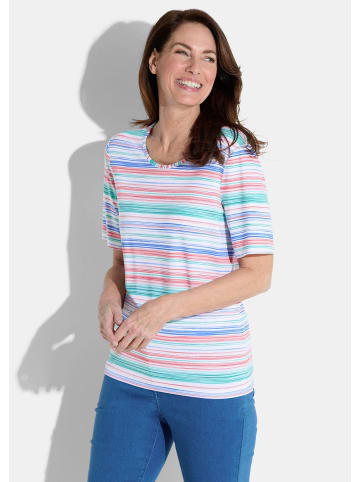 GOLDNER Kurzgröße:  Shirt in weiß / koralle / türkis / gemustert