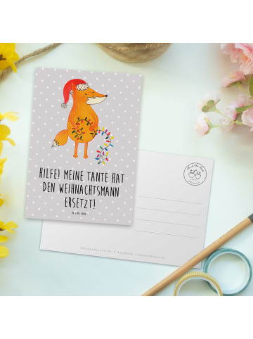 Mr. & Mrs. Panda Grußkarte Tante Weihnachten mit Spruch in Grau Pastell