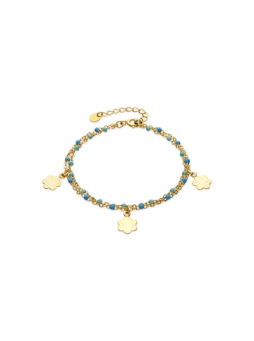 Luxenter Armband aus 925er Sterlingsilber und blau lackiertem mit 18K Gelbgold-Finish
