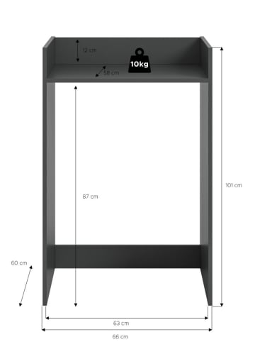 ebuy24 Waschmaschinenschrank Free Anthrazit 66 x 60 cm