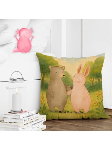 Mr. & Mrs. Panda Kopfkissen Bär und Hase Umarmen Design ohne Spruch in Weiß