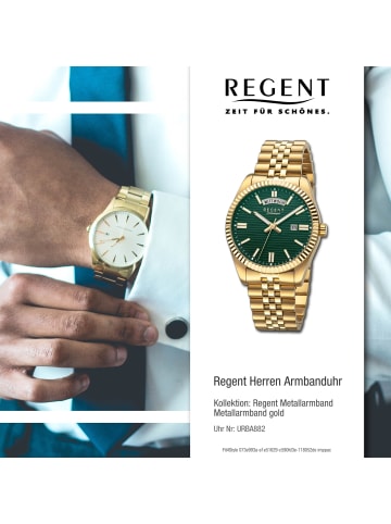Regent Armbanduhr-Analog gold groß (ca. 40mm) Regent Metallarmband