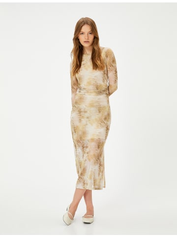 KOTON Kleid in Beige Gemustert