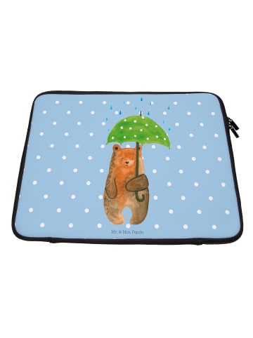 Mr. & Mrs. Panda Laptophülle Bär Regenschirm ohne Spruch in Blau Pastell
