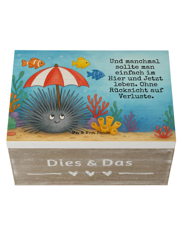 Mr. & Mrs. Panda Holzkiste Seeigel Design mit Spruch in Weiß
