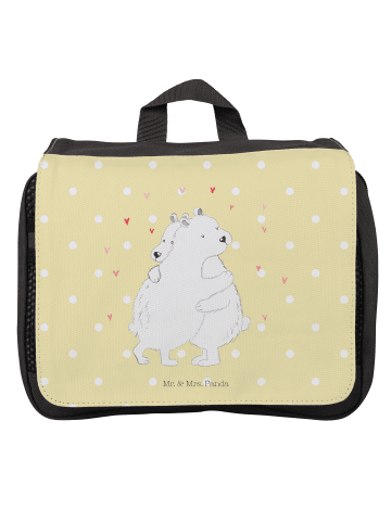 Mr. & Mrs. Panda Waschtasche Eisbär Umarmen ohne Spruch in Gelb Pastell