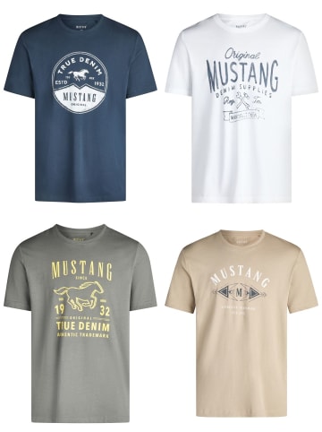 Mustang T-Shirt Basic Print 4er Pack in Mehrfarbig