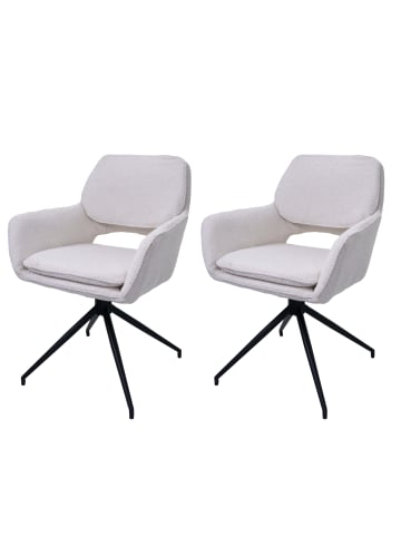 MCW 2er-Set Esszimmerstuhl Bouclé N74, Creme