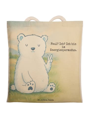 Mr. & Mrs. Panda Einkaufstasche Eisbär Faul Design mit Spruch in Weiß