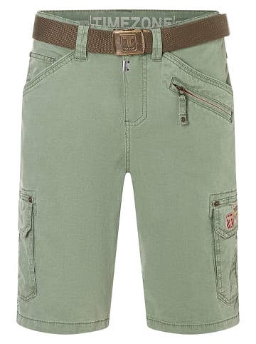 Timezone Knielange Cargo Shorts Gürtel Regular Passform in Grün