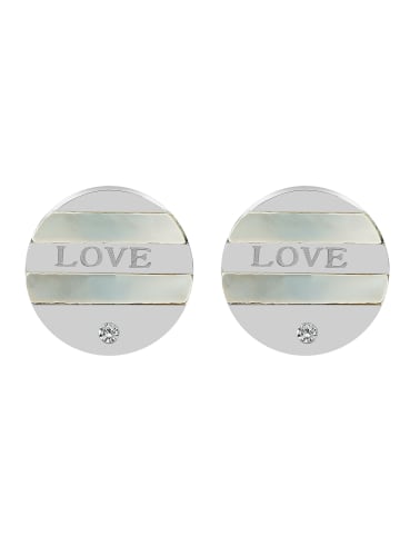 Adeliás Damen Ohrringe – Ohrstecker aus Edelstahl mit Perlmutt in silber