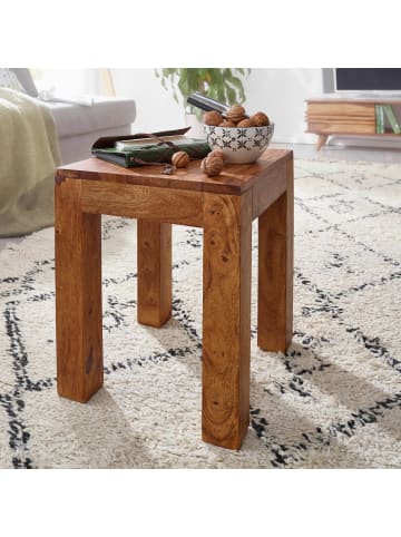 KADIMA DESIGN Beistelltisch MUMBAI Massiv-Holz 35 x 35 cm Wohnzimmer-Tisch in Massivholz