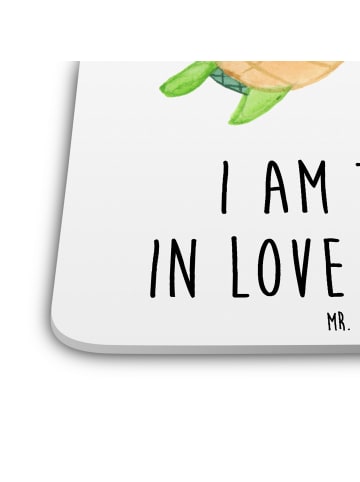 Mr. & Mrs. Panda Untersetzer Set Schildkröten Paar mit Spruch in Weiß