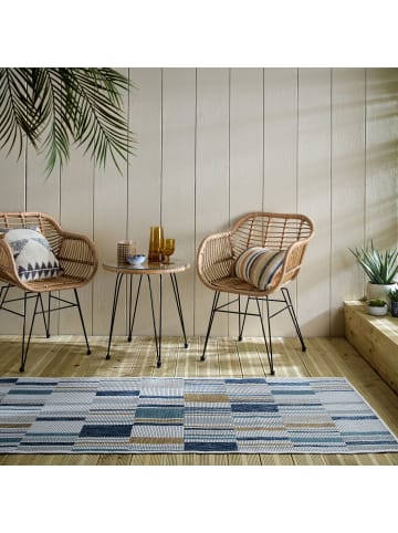KADIMA DESIGN Balkon-Teppich UV-beständig FLEET Geometrische Muster Terrasse in Blau-Gelb