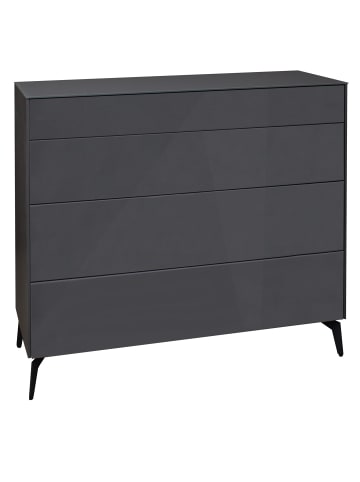 58 aufm Kessel KOMMODE Elfi 121x42x104 Hochglanz Anthrazit/Glas Anthrazit