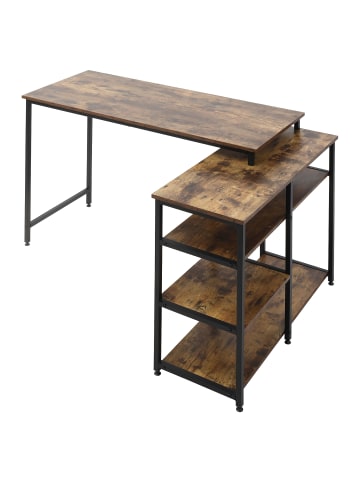 HOMCOM Schreibtisch-135B x 90T x 79H cm-Rustikales Braun+Schwarz