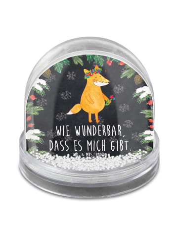 Mr. & Mrs. Panda Schneekugel Fuchs Blumen mit Spruch in Kreidetafel