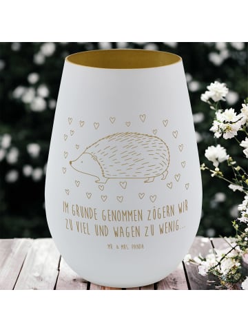 Mr. & Mrs. Panda Teelichthalter Igel Herzen mit Spruch in Weiß
