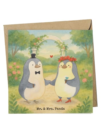 Mr. & Mrs. Panda Klappkarte Hochzeit Pinguin Design ohne Spruch in Weiß