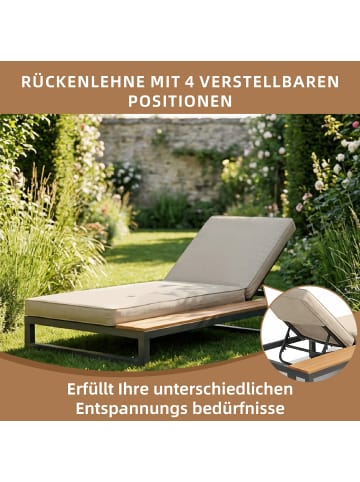 ABRIHOME Loungesessel in Beige mit Regal verstellbarer Rückenlehne, Linke Seite