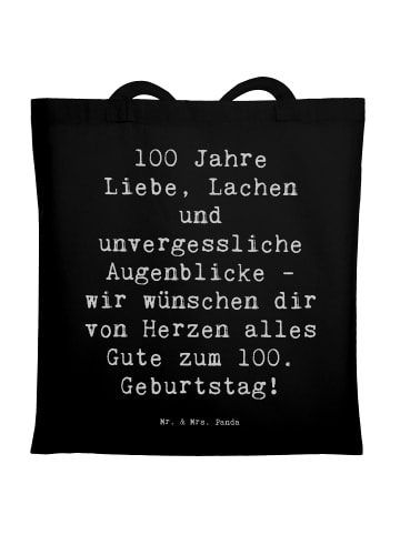 Mr. & Mrs. Panda Tragetasche Spruch 100. Geburtstag mit Spruch in Schwarz