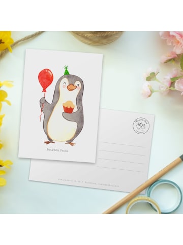 Mr. & Mrs. Panda Postkarte Pinguin Geburtstag ohne Spruch in Weiß