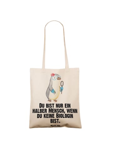 Mr. & Mrs. Panda Tragetasche Biologin Herz mit Spruch in Creme