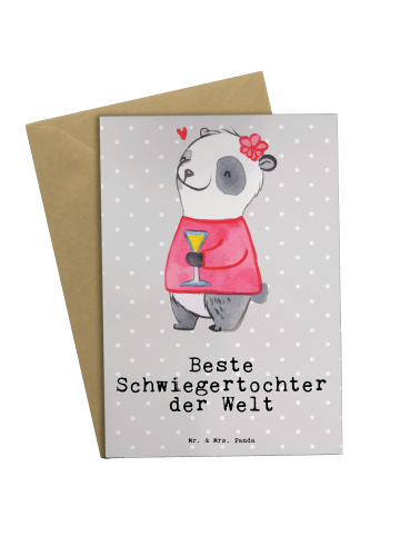 Mr. & Mrs. Panda Glückwunschkarte Panda Beste Schwiegertochter d... in Grau Pastell