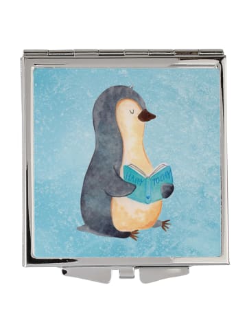 Mr. & Mrs. Panda Handtaschenspiegel quadratisch Pinguin Buch ohn... in Eisblau