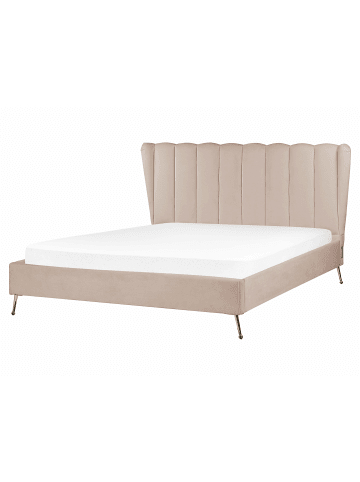 Beliani Doppelbett MIRIBEL in Beige/Gold - (W) 187 x (H) 112 x (L) 218 cm