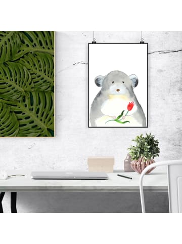 Mr. & Mrs. Panda Bild Chinchilla Blume Motiv ohne Spruch in Weiß