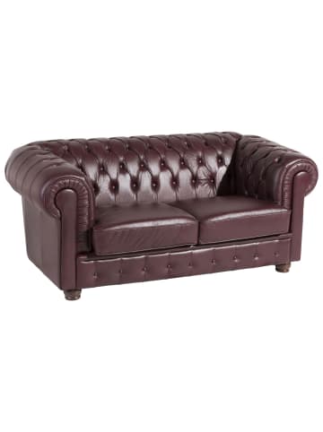 58 aufm Kessel SOFA 2-Sitzer Kalea Bezug Wischleder Buche nussbaum dunkel / rot