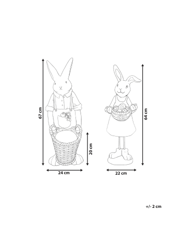 Beliani 2er-Set Gartenfigur CALCATA in Bunt