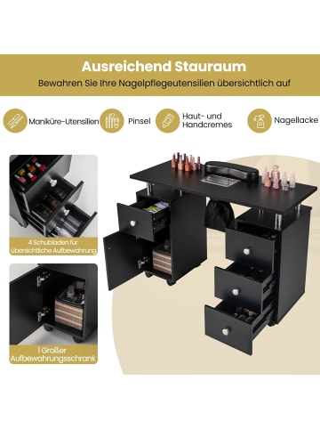 COSTWAY Maniküretisch mit elektrischer Staubabsaugung in Schwarz