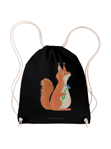 Mr. & Mrs. Panda Stoffbeutel Eichhörnchen Blume ohne Spruch in Schwarz